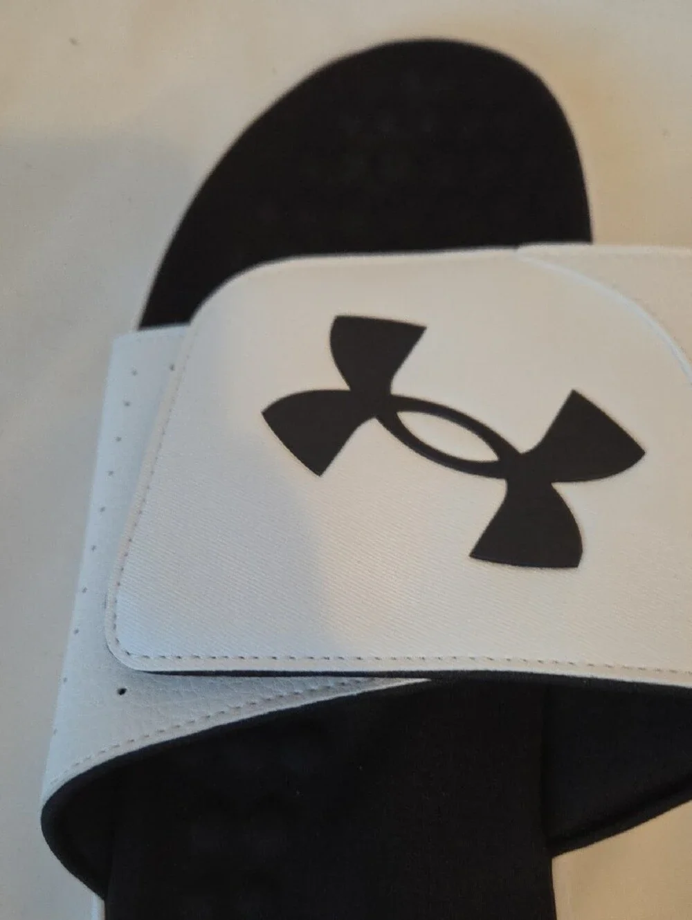 Under Armour Black and White Adjustable Slide Sandals